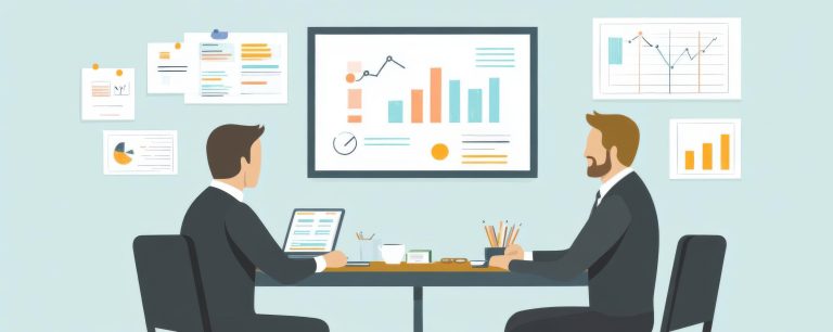 Financial consultation services flat design front view client meeting cartoon drawing colored pastel